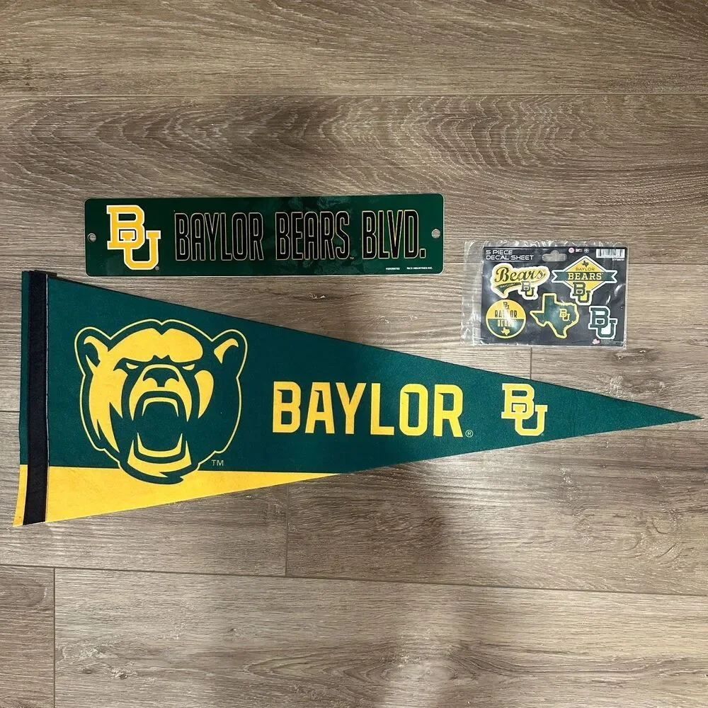 Baylor Bears Merch Bundle! Flag Room Decor Stickers License Plate Frame Wall Art